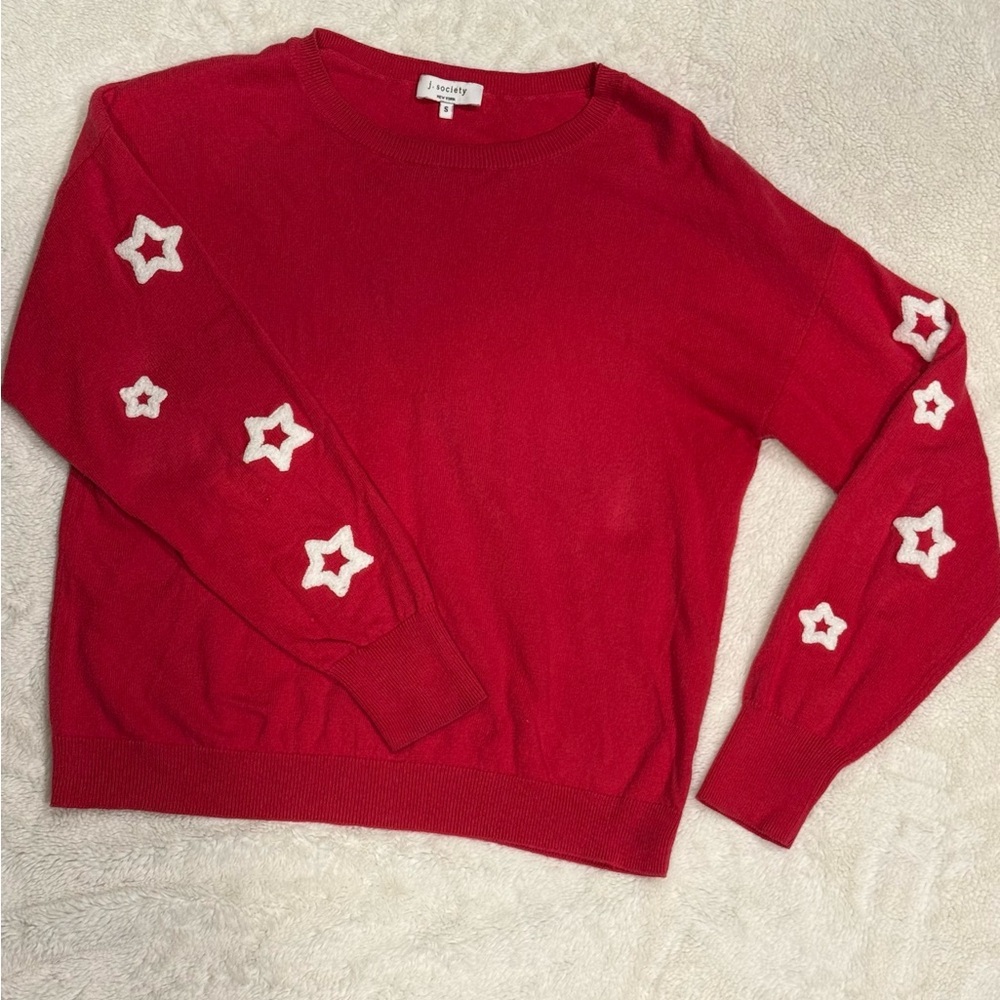 J. Society Red Sweater with White Star Accents